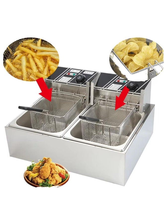 Tradeo Electric Deep Fryer Dual Tank Stainless Steel Commercial Fast Food Frying Machine - Image 2
